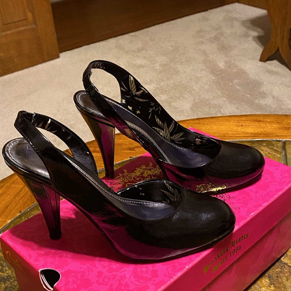 Candie’s Epitome Black Slingback Pumps, Size 7